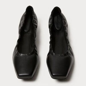 We Wore What Black Leather Ballet Flats Size 38